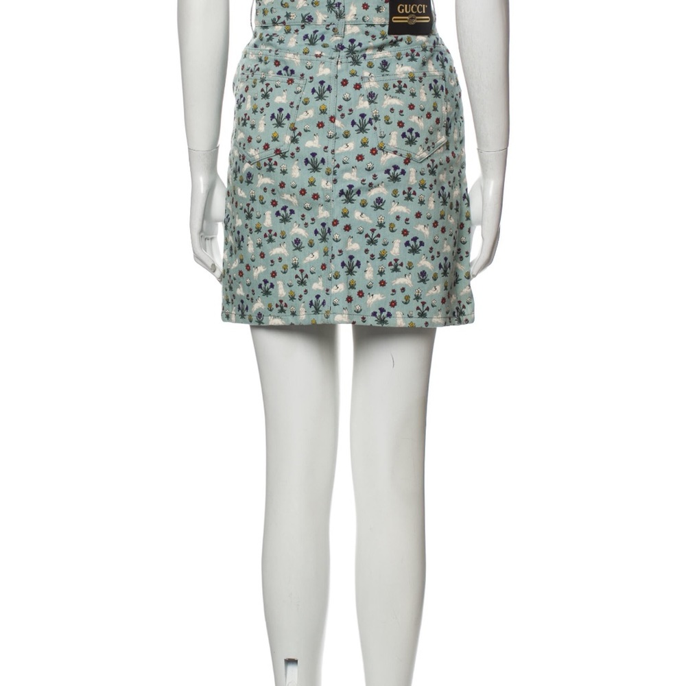 NWOT Gucci printed skirt denim xs 38 blue printed floral bunny coquette - Picture 3 of 9